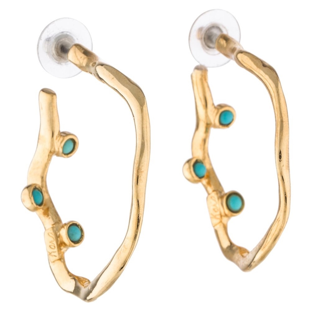 Kara Ross Hoop Earrings Amethyst gems